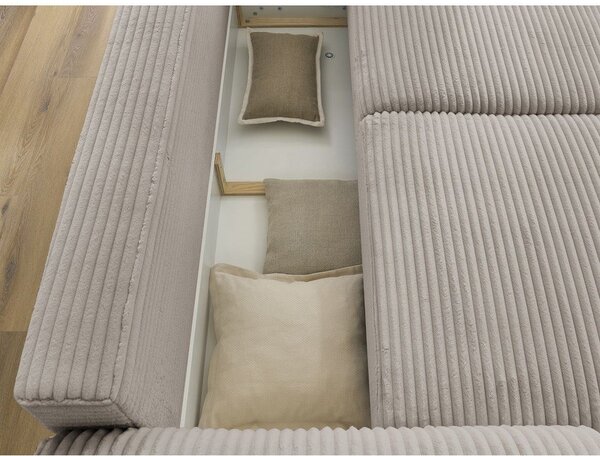 Jasnoszarobeżowa sztruksowa rozkładana sofa 257 cm Lucien – Bobochic Paris