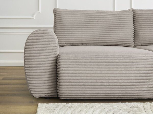 Jasnoszarobeżowa sztruksowa rozkładana sofa 257 cm Lucien – Bobochic Paris