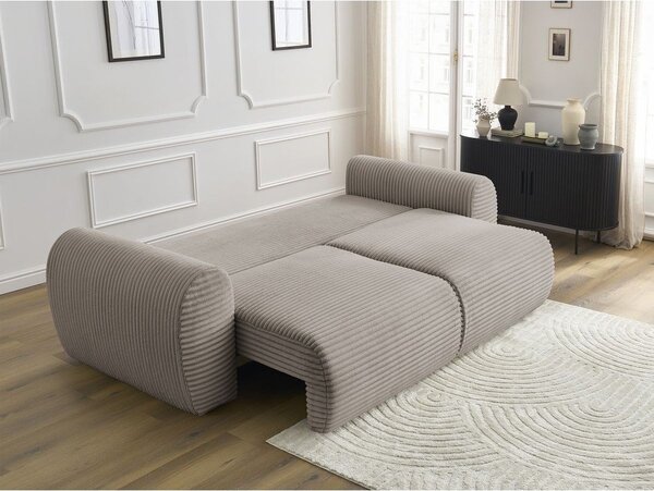 Jasnoszarobeżowa sztruksowa rozkładana sofa 257 cm Lucien – Bobochic Paris