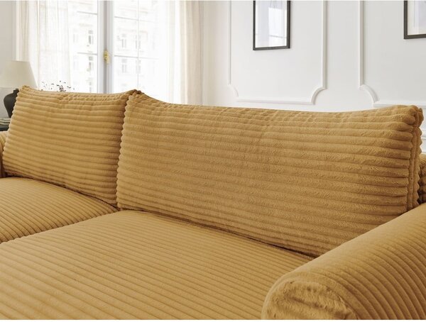 Musztardowy sztruksowy rozkładany narożnik (lewostronny) Lucien – Bobochic Paris