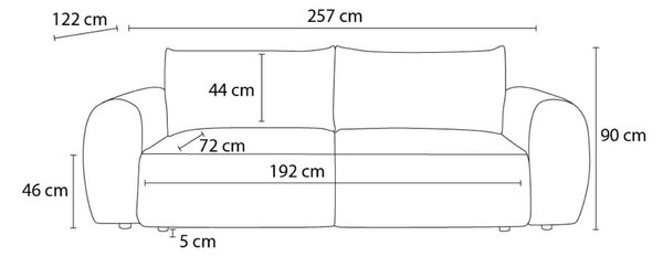 Ciemnoszara sztruksowa rozkładana sofa 257 cm Lucien – Bobochic Paris