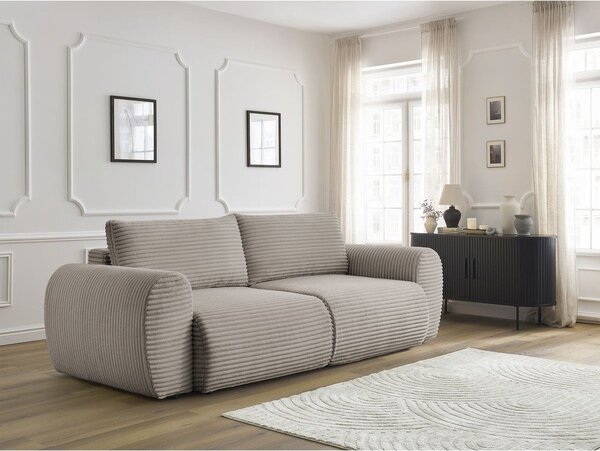 Jasnoszarobeżowa sztruksowa rozkładana sofa 257 cm Lucien – Bobochic Paris