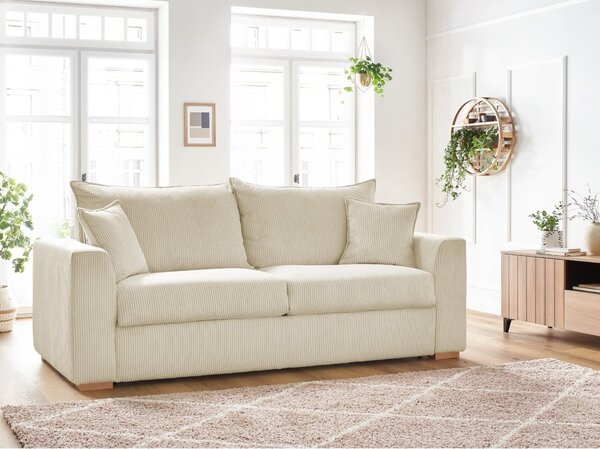 Kremowa sztruksowa rozkładana sofa 225 cm Augustin – Bobochic Paris