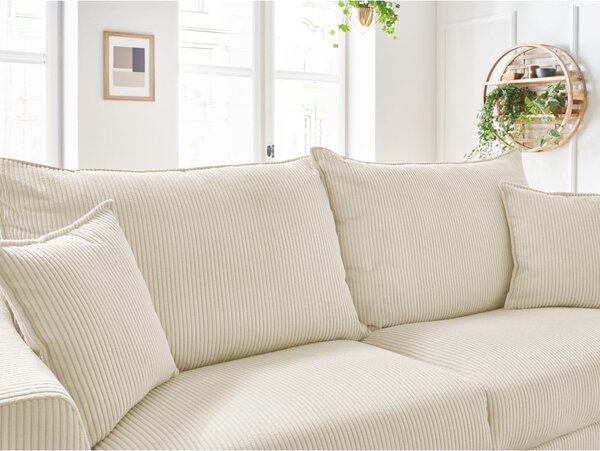 Kremowa sztruksowa rozkładana sofa 225 cm Augustin – Bobochic Paris