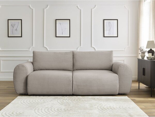 Jasnoszarobeżowa sztruksowa rozkładana sofa 257 cm Lucien – Bobochic Paris