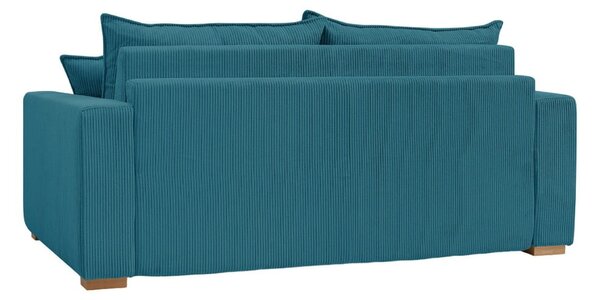 Niebieska sztruksowa rozkładana sofa 225 cm Augustin – Bobochic Paris