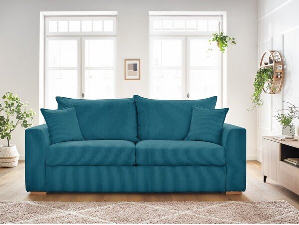 Niebieska sztruksowa rozkładana sofa 225 cm Augustin – Bobochic Paris