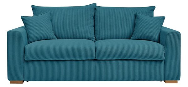 Niebieska sztruksowa rozkładana sofa 225 cm Augustin – Bobochic Paris