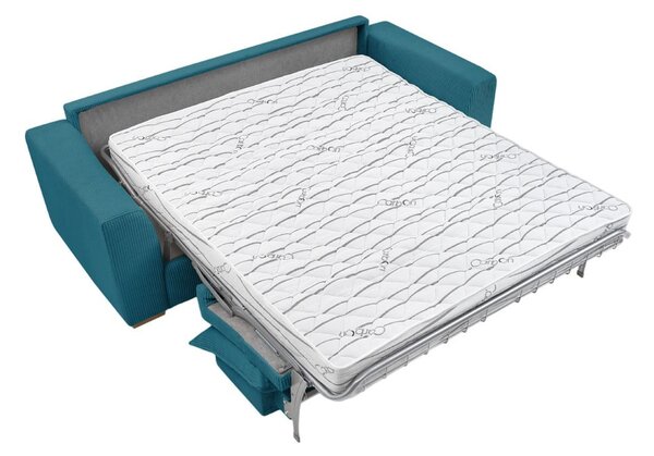 Niebieska sztruksowa rozkładana sofa 225 cm Augustin – Bobochic Paris