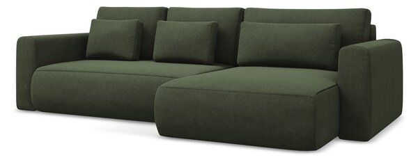 Rozkładany/ze schowkiem narożnik (prawostronny/z szezlongiem) w kolorze khaki Kapua – Makamii
