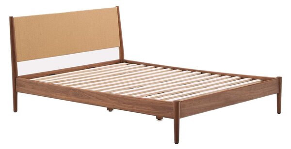 Ciemnobrązowe łóżko dwuosobowe ze stelażem 160x200 cm Elan – Kave Home