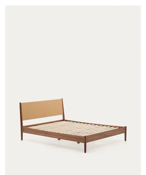 Ciemnobrązowe łóżko dwuosobowe ze stelażem 160x200 cm Elan – Kave Home