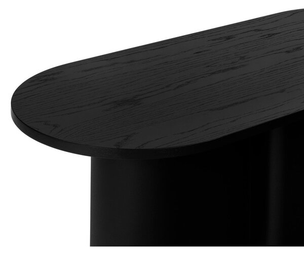 Czarny stolik z blatem w dekorze dębu 50x115 cm Looi – noo.ma