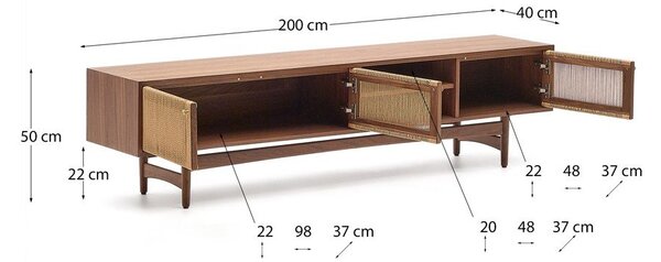 Brązowa szafka pod TV w dekorze orzecha 200x50 cm Elan – Kave Home