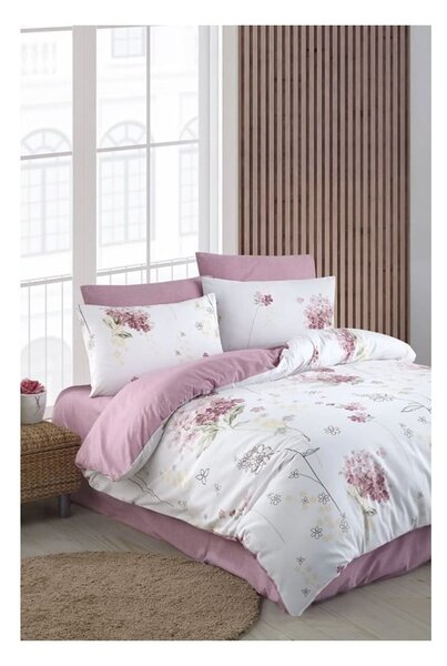 Biało-różowa 3-częściowa pościel jednoosobowa z prześcieradłem 160x220 cm Floral – Mila Home