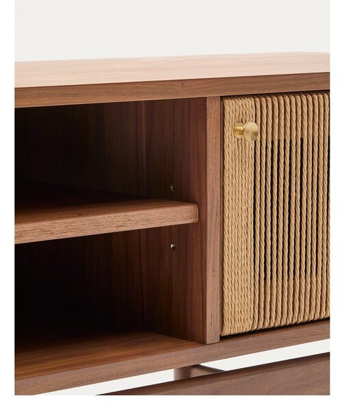 Brązowa szafka pod TV w dekorze orzecha 200x50 cm Elan – Kave Home