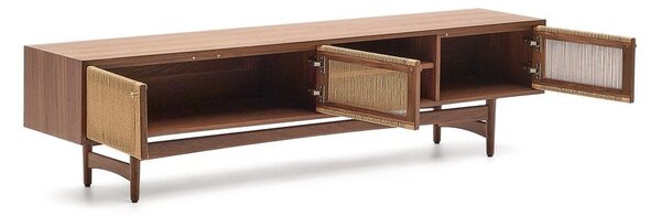 Brązowa szafka pod TV w dekorze orzecha 200x50 cm Elan – Kave Home