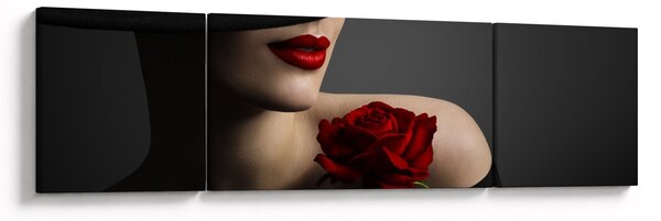 Obraz - Kobieta z różą (170x50 cm)