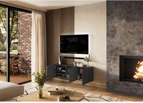 Antracytowa szafka pod TV 138x45 cm Piana – Germania