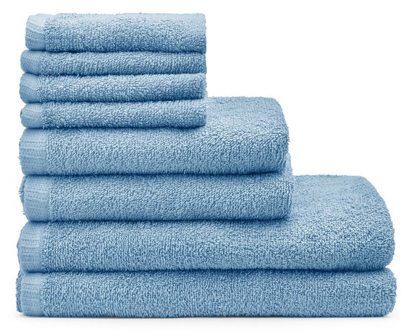 Niebieskie bawełniane ręczniki zestaw 8 szt. szybkoschnące/frotte Quick Dry – Catherine Lansfield