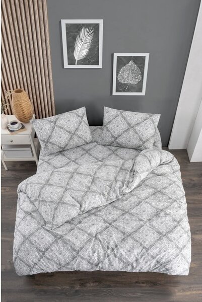Szara pościel dwuosobowa z prześcieradłem/4-częściowa 200x220 cm Geometric – Mila Home