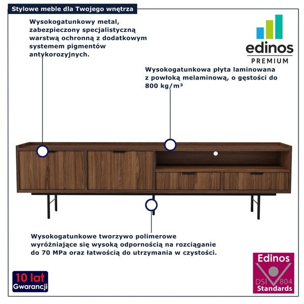 Stolik RTV do salonu 200 cm orzech warmia T5-B47