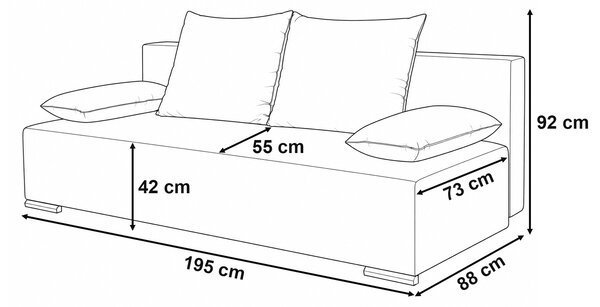 Sofa rozkładana sprężyny bonell Komfort Grafitowa