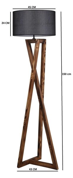 Czarna/brązowa lampa stojąca z tekstylnym kloszem (wysokość 149 cm) Maçka – Opviq lights