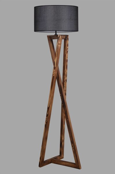 Czarna/brązowa lampa stojąca z tekstylnym kloszem (wysokość 149 cm) Maçka – Opviq lights