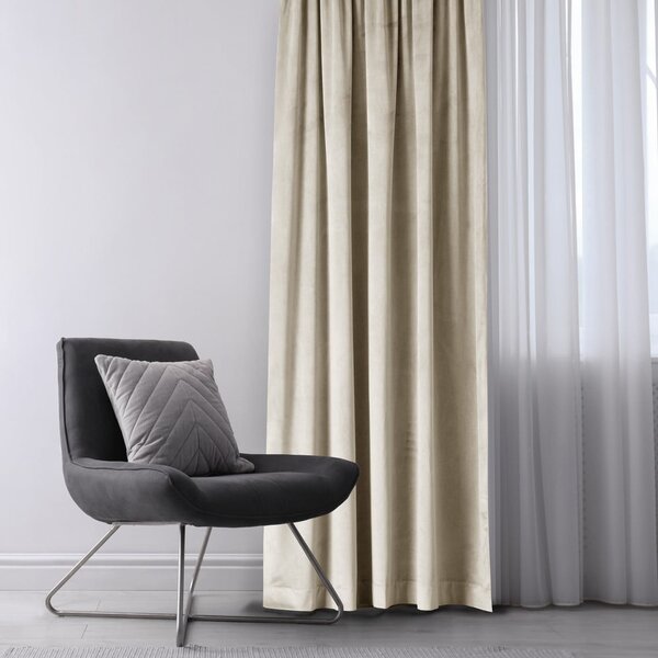 Beżowa aksamitna zasłona częściowo zaciemniająca (dimout) 140x245 cm Eyelets – Restilo