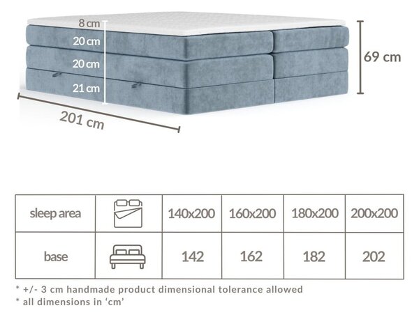 Ciemnoszare łóżko kontynentalne ze schowkiem bez zagłówka 140x200 cm Juniper – Maison de Rêve