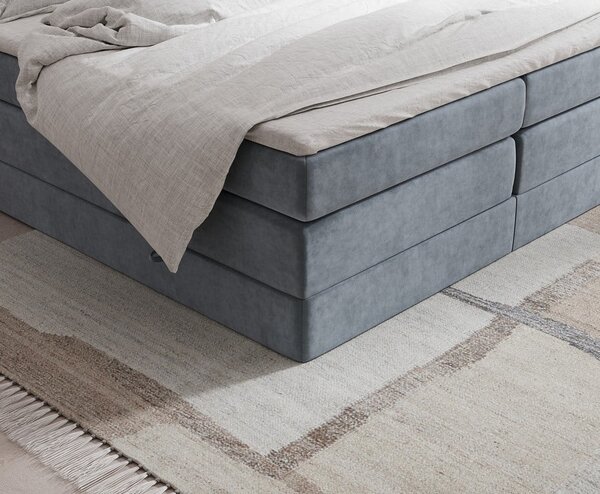 Ciemnoszare łóżko kontynentalne ze schowkiem bez zagłówka 140x200 cm Juniper – Maison de Rêve