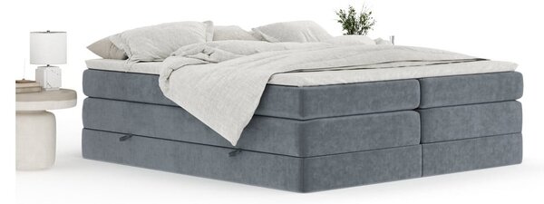 Ciemnoszare łóżko kontynentalne ze schowkiem bez zagłówka 140x200 cm Juniper – Maison de Rêve