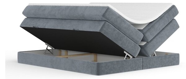 Ciemnoszare łóżko kontynentalne ze schowkiem bez zagłówka 140x200 cm Juniper – Maison de Rêve