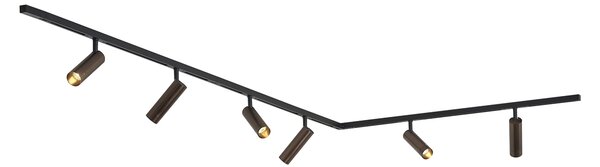 Nowoczesny system szynowy z 6 reflektorami ciemny brąz 1-fazowy - Slimline Uzzy