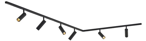 Nowoczesny system szynowy z 6 reflektorami czarny 1-fazowy - Slimline Uzzy