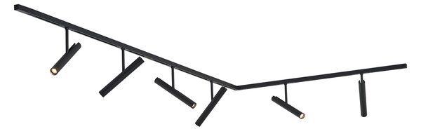 Nowoczesny system szynowy czarny z 6 reflektorami czarnymi 1-fazowy - Slimline Avery