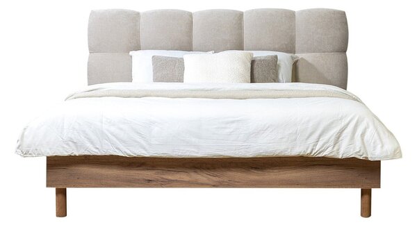 Jasnoszare tapicerowane łóżko dwuosobowe ze stelażem 180x200 cm Kumo – Bobochic Paris