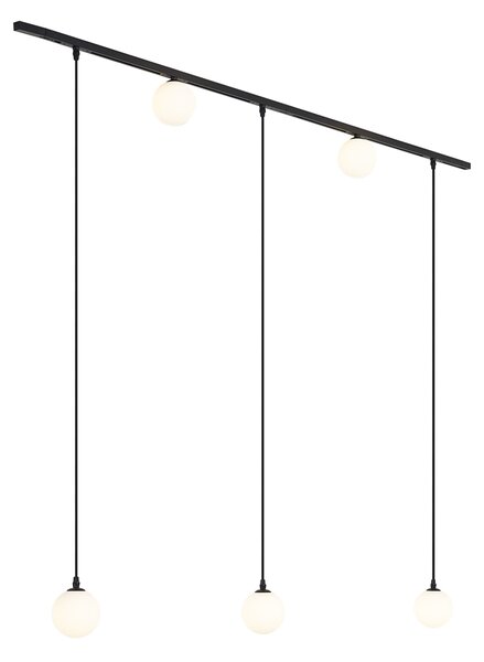 Nowoczesny system szynowy czarny z 2 reflektorami i 3 lampami wiszącymi 1-fazowy - Slimline Eira