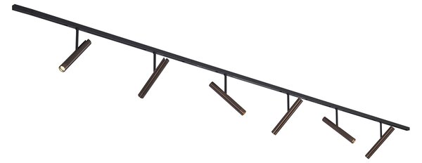 Nowoczesny system szynowy czarny z 6 ciemnobrązowymi reflektorami 1-fazowy - Slimline Avery