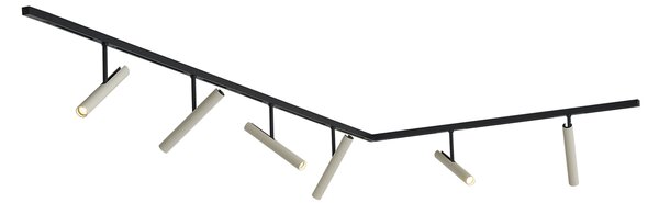 Nowoczesny system szynowy czarny z 6 beżowymi reflektorami 1-fazowymi - Slimline Avery
