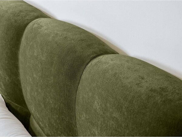 Zielone tapicerowane łóżko dwuosobowe ze stelażem 160x200 cm Kumo – Bobochic Paris