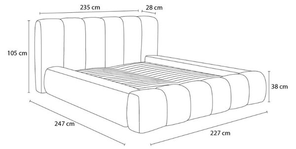 Jasnoszare tapicerowane łóżko dwuosobowe ze schowkiem ze stelażem 180x200 cm Denali – Bobochic Paris