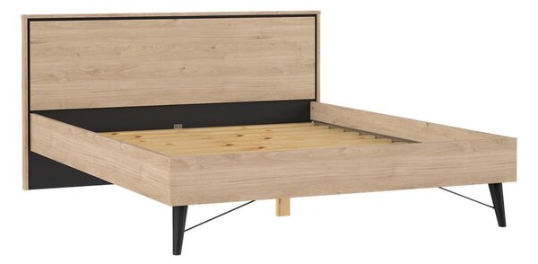 Łóżko dwuosobowe w dekorze dębu ze stelażem 160x200 cm w naturalnym kolorze Ry – Tvilum