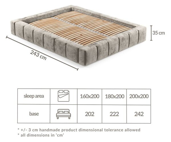 Brązowe tapicerowane łóżko dwuosobowe ze schowkiem i stelażem 160x200 cm Aruba L – Maison de Rêve