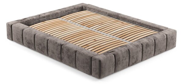 Brązowe tapicerowane łóżko dwuosobowe ze schowkiem i stelażem 160x200 cm Aruba L – Maison de Rêve