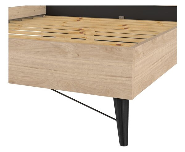 Łóżko dwuosobowe w dekorze dębu ze stelażem 160x200 cm w naturalnym kolorze Ry – Tvilum