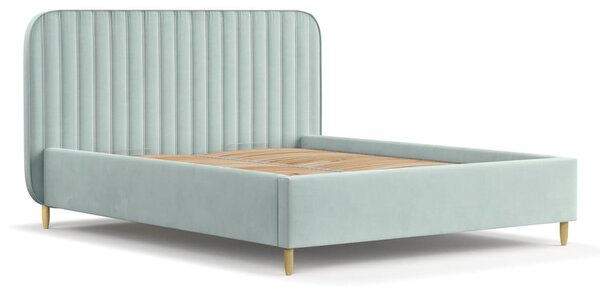 Miętowe tapicerowane łóżko dwuosobowe ze schowkiem i stelażem 160x200 cm Noto – Maison de Rêve