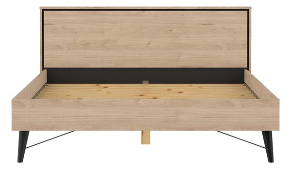 Łóżko dwuosobowe w dekorze dębu ze stelażem 160x200 cm w naturalnym kolorze Ry – Tvilum