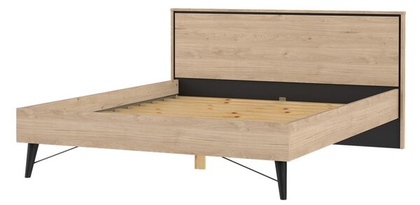 Łóżko dwuosobowe w dekorze dębu ze stelażem 160x200 cm w naturalnym kolorze Ry – Tvilum